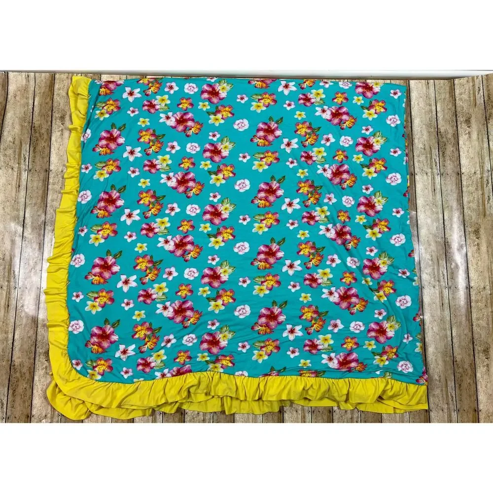 Posh Peanut Malana Luxe Patoo Bamboo Blanket Tropical Hibiscus 60x60
